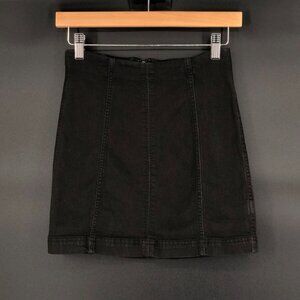 Free People Women's Modern Femme Denim Mini Skirt Size 2 Black Boho Goth